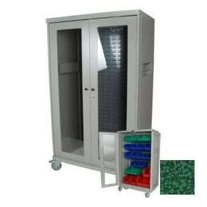   With Louvered Panel For Hanging Bins, Hammertone Green