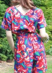 Pink Lily Floral Vintage 1980s Romper Suit 10 /12 BNWT  