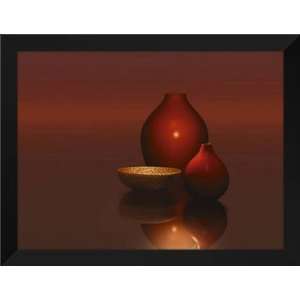  Trevor Scobie FRAMED Art 28x36 Red Vases With Bowl