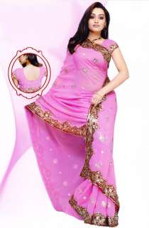 Bollywood Wedding Sequin Chiffon Sari Saree Belly Dance  