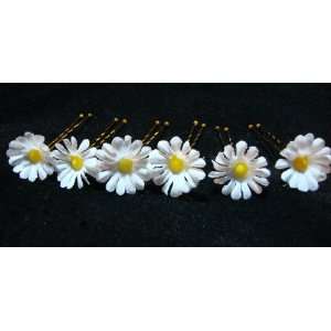  White Daisy Cluster Flower Hair Pins  Set of 6 Everything 