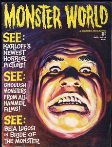 Vintage Monster World Horror Magazine 1965 Cushing  