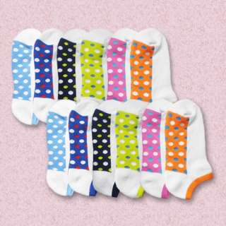 Women Golf & Athletic Cotton Half Cushioned Sock Low Cut Polka Dots 12 