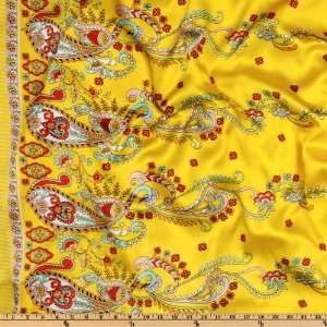  54 Wide Charmeuse Satin Paisley Yellow Fabric By The 