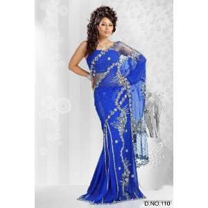 Designer Hand embroidered Georgette Saree with Ready Pleats   Sequence 