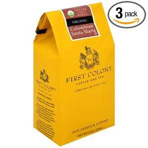 First Colony Organic Colombian Santa Marta Light Roast Coffee, 12 