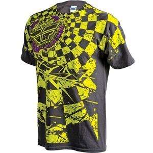  Fly Racing Chex T Shirt   2010   2X Large/Grey/Yellow 