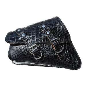   Sportster Black Alligator Design Leather Saddle Bag 