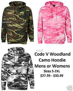 Code V Camo Hoodie Camouflage Hooded Sweatshirt S 2XL  