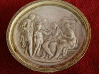 Antique Intaglio Roundal Seal Roman Family Scene Grand Tour Plaster 