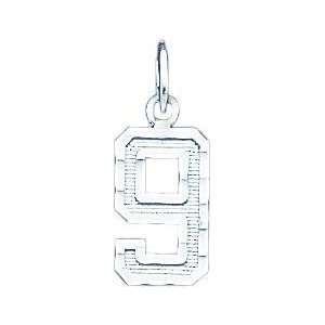  Sterling Silver Small #9 Charm Jewelry