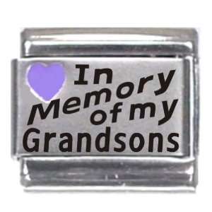  In Memory Of My Grandsons Purple Heart Laser Italian Charm 