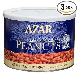 Azar Nut Company Peanuts, Roasted & Salted Redskin, 2.38 Pound Cans 