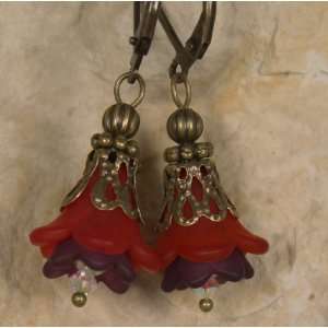  Velvet Red and Deep Purple Flower Earrings Everything 