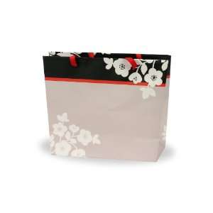 Delicate Flower Gift Bag, Black/Grey/Red, 10 Wide x 8 High x 4 Deep 
