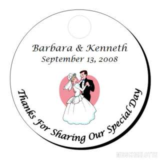 120 Personalized Wedding Round Hang Tag Favors  