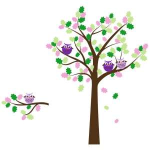 Children Owl Tree Decal with Round Owls   Baby Nursery Decor Wall 