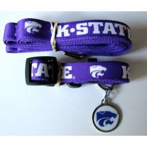 Kansas State Wildcats Pet Set Dog Leash Collar ID Tag MEDIUM  