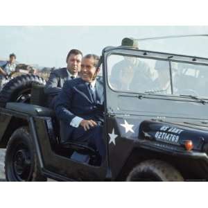 President Richard M. Nixon Travelling in Us Army Jeep During Visit to 