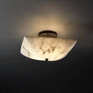  Square Faux Alabaster Shade Bronze Ceiling Lamp