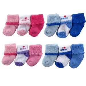  3 Pack Newborn Baby I Love Mommy and Daddy Socks Baby