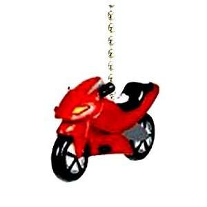  Red Sports Motorcycle Ceiling Fan Light Pull