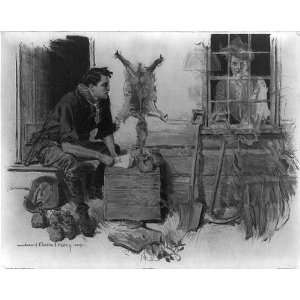  Gold is not all,miner seated with bags of gold outside 