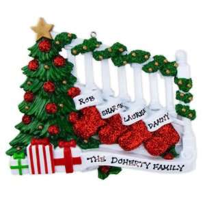  2400 OR823 4 Bannister with Four Stockings Personalized 