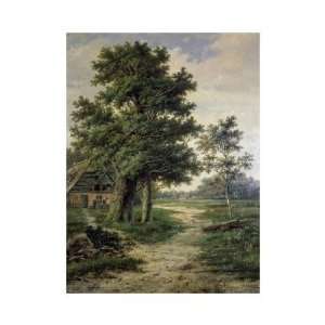  A Wooded Landscape by Barend cornelis Koekkoek. Size 11.77 