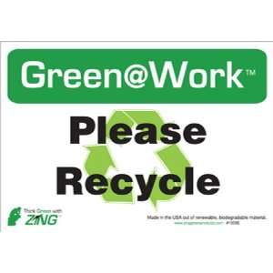 Awareness Sign, Header Green at Work, Please Recycle with Recycle 