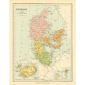  Bartholomew 1858 Antique Map of Denmark