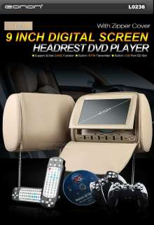2x 9 DIGITAL SCREEN Car Headrest DVD Player TAN L0236  