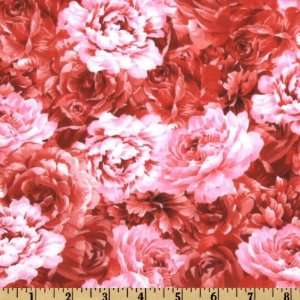  44 Wide Floral Vignettes Roses Pink Fabric By The Yard 