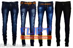   Skinny Fit Jeans Ladies Belt Denim Trouser Cotton Trousers6 14 NEW