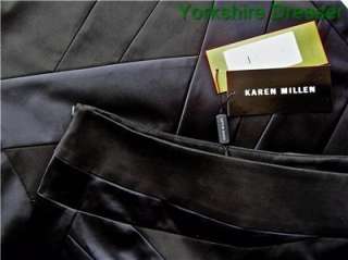 New KAREN MILLEN Black Signature Colourblock Pencil Skirt  Uk 6 8 10 