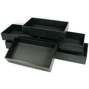  6 Black Leather Jewelry Case Display Travel Trays 3