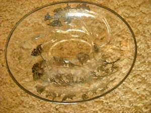 Vintage Glass Bowl w/ Silver Vine and Floral Overlay  
