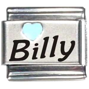  Billy Light Blue Heart Laser Name Italian Charm Link 
