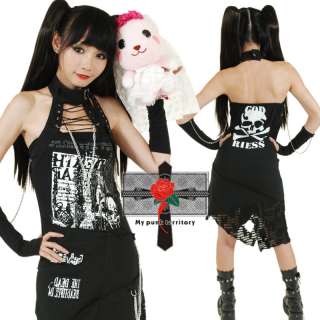 Sexy Rock Diva Punk Rebellion Gloves War Halter Dress  