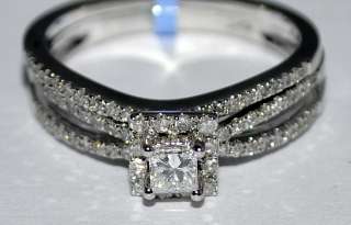 6CT DIAMOND WEDDING SET 14K WHITE GOLD ENGAGEMENT RING + BAND PRINCESS 