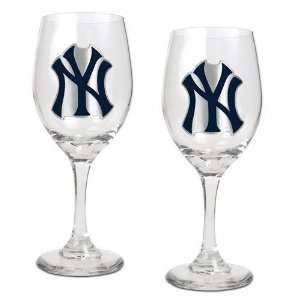  New York Yankees Primary Logo 2 Piece Wine Glass Set 