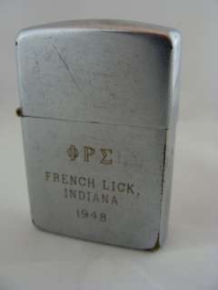1948 Zippo Phi Rho Sigma Lighter French Lick, Indiana Zippo Lighter 