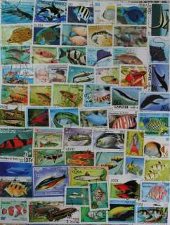FISH & MARINE LIFE, fantastic lot of 100 different stamps (lot #DP 