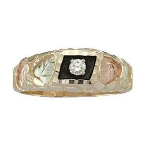  Black Hills Gold 10K Mens Antiqued Diamond Ring   SZ 10 Jewelry