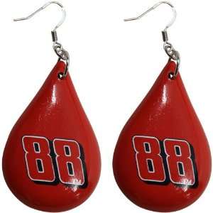  Dayna Pro Dale Earnhardt Jr. Red Tear Drop Wooden Earrings 