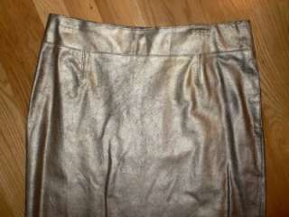 BCBG Max Azria Gold Distressed Leather Skirt NWOT 10  