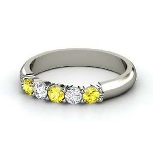 Quintessence Ring, 14K White Gold Ring with Yellow Sapphire & Diamond