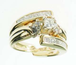   14K SOLID YELLOW GOLD DIAMOND PRINCESS ENGAGEMENT ESTATE RING J195117