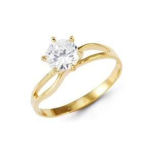    14k Yellow Gold Solitaire Round CZ Open Fashion Ring Jewelry