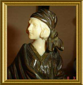 ANTIQUE ART DECO BRONZE SIGNED OMERTH GYPSY SCULPTURE  